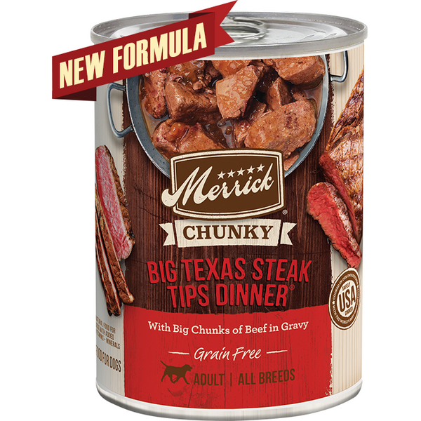 Merrick Chunky Grain Free Big Texas Steak Tips Dinner in Gravy
