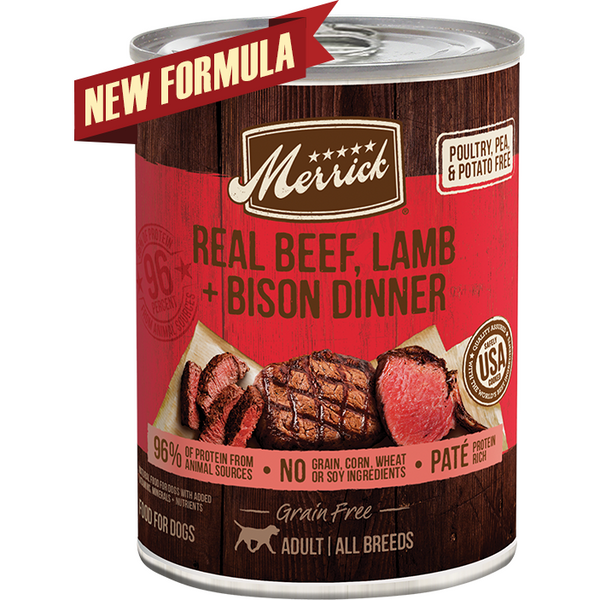 Merrick Grain Free Real Beef, Lamb + Bison Dinner