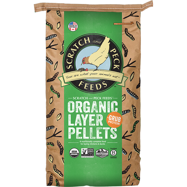Scratch and Peck Organic Layer Pellets + Grub Protein